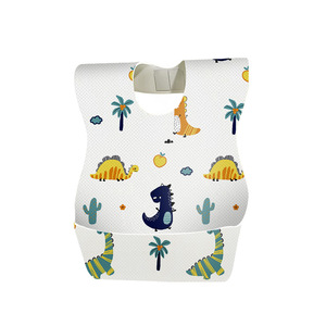 Baby Feeding Bibs Disposable Washable Drool Bibs For 0-12 Months Children With Dinosaur Pattern Straight Body Design - Product Image 1