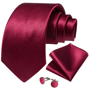 <strong>Red</strong> Purple Yellow Solid Satin Silk Casual Jacquard <strong>Ties</strong> Men Wedding Party Prom Suits Accessories 8cm Necktie Handkerchief - Product Image 4