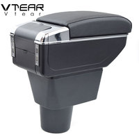 Vtear Boîte de rangement élégante en ABS et cuir PU pour accoudoir avant de voiture avec porte-gobelet USB, accessoires intérieurs pour Renault Duster 2010-2018