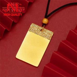 Liontin Keberuntungan Xiangyun Emas dengan Tali Hitam, Kalung Pria dan Wanita, Liontin Persegi Panjang Elegan, Perhiasan Tembaga - Product Image 4
