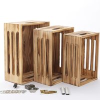 Boîte en bois imbriquée polie de 3 pièces Panier de rangement mural Décoration Riser