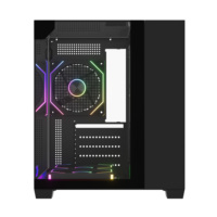 Boîtier de jeu PC Micro ATX de style Mid Tower avec design en verre trempé sur trois côtés, vue complète et port USB 3.0