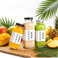 Bouteille en verre carrée personnalisée avec bouchon à vis en métal pour jus, lait, thé, boissons, conception d'étiquette de logo OEM ODM, vente en gros