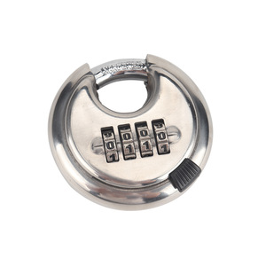 Stainless Steel Round Combination Pad <b>Lock</b> 4 <b>Digit</b> Chrome Plated Outdoor Use - Product Image 1