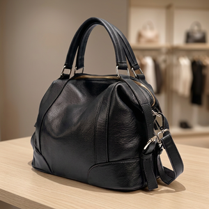Sac à main en cuir véritable pour femme BS INTERNATIONAL, avec bandoulière amovible, fermeture éclair, imperméable, antivol, décontracté - Product Image 5