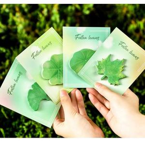Fresh Leaf Sticky Notes <b>Creative</b> Realistic Student Stationery Small <b>Gifts</b> Message Memo Pads Adhesive Back-to-School Essentials - Product Image 6