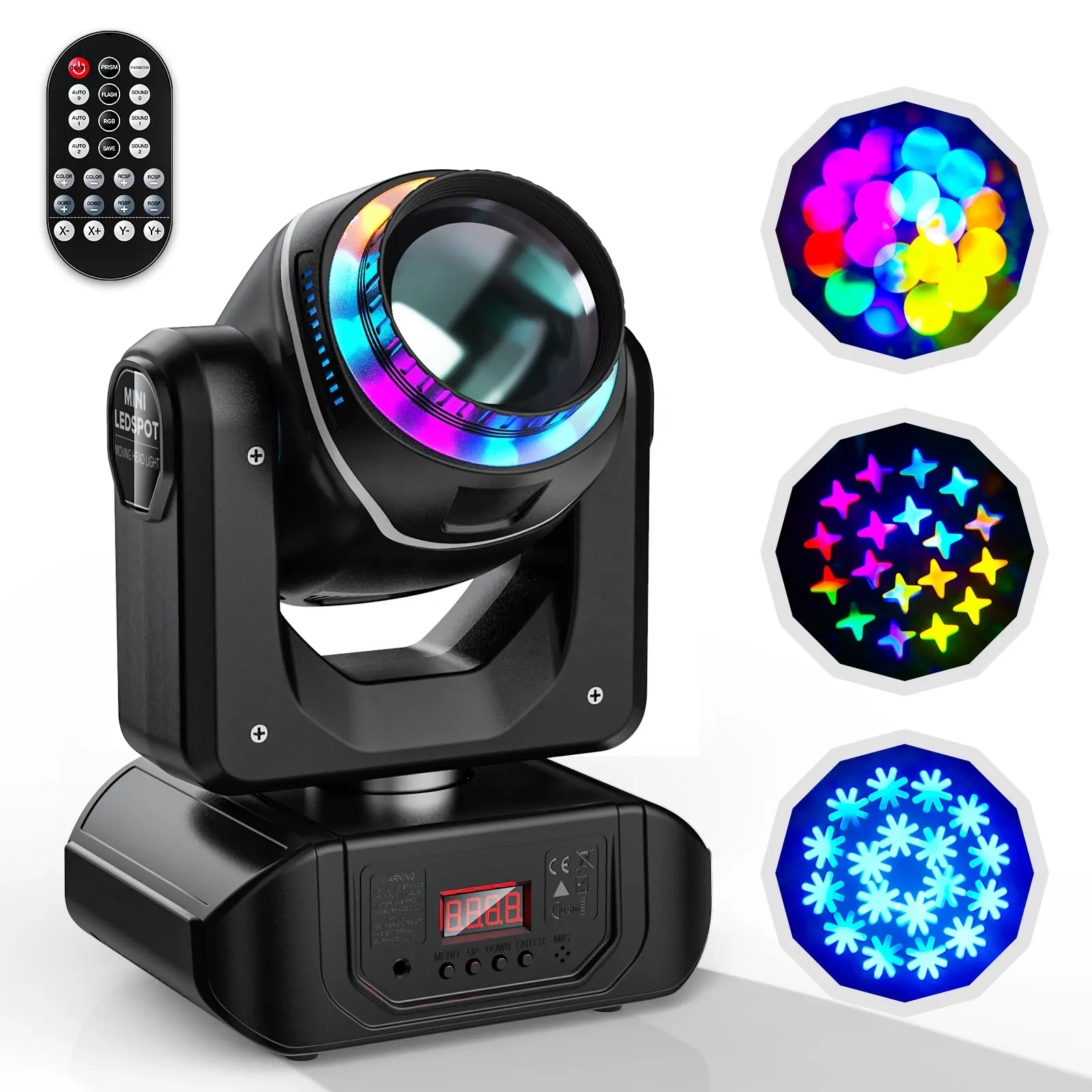 U`King 120W Stage Lights Gobo 8 Colors Effect Lighting For Wedding Disco Dj Party Ktv Bar With Remote Control Moving Head Lamp