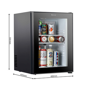 Mini refrigerador de acero inoxidable de 40L estándar de la UE, puerta de vidrio silenciosa portátil para uso doméstico en hoteles, certificado CE/RoHS eléctrico - Product Image 1