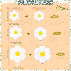 Palloncini in Foil a Forma di Margherita, 14 Pezzi, Design One Two Groovy, Decorazioni per Feste di Compleanno a Tema Ragazza, Matrimoni, Baby Shower, Bianco - Product Image 4