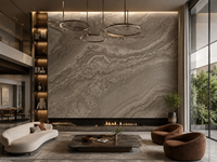 Dalles et carreaux de marbre en bois brun Obama à coupe transversale pour revêtements muraux, revêtements de sol, escaliers, plans de travail, crédences et coupés sur mesure