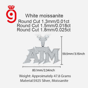 Ciondolo Hip Hop Iced Out Stile <span class=keywords><strong>Rap</strong></span>, Gioielli Raffinati in Argento S925, Ciondolo Moissanite VVS1, Collane Charm da Uomo - Product Image 2