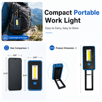 Lampe de travail LED COB magnétique rechargeable 800LM, lampe torche d'inspection portable USB C avec crochet pour mécanicien, réparation automobile, garage