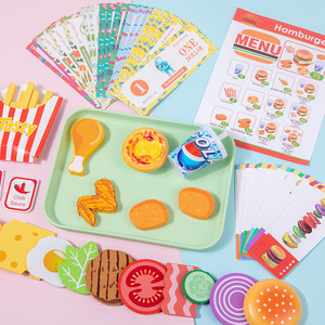 Juguetes para Niños, Juego de Imitación de Comida Rápida de Madera, No Tóxico, Libre de BPA, Pollo Frito y Hamburguesa con Menú, Certificaciones CE, CPC, ASTM - Product Image 4