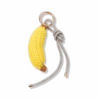 EDGE Porte-clés banane au crochet mignon, pendentif fruit fait main, porte-clés en corde avec strass, accessoire de mode, breloque de sac pour femme