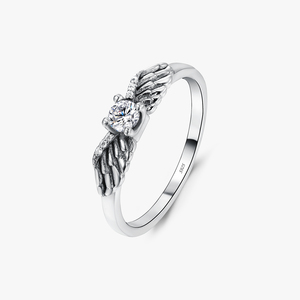 Retro <strong>Angle</strong> <strong>Wings</strong> <strong>Rings</strong> 925 Sterling Silver Dazzling Round Clear CZ Finger <strong>Rings</strong> for Women Girls Party Fine Jewelry - Product Image 1