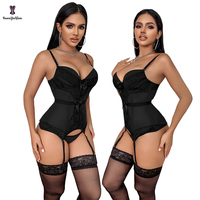 Soutien-gorge bustier en maille transparente pour femme, avec bretelles halter, fermeture dorsale réglable, style string, grande taille, corset à volants en spandex