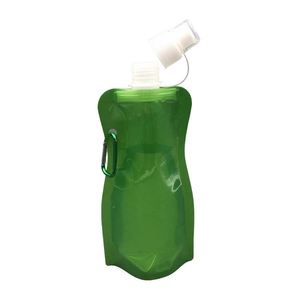 Wholesale Collapsible Water Bottle Green Reusable Plastic Lightweight Portable <b>Hook</b> Water Bag for Event - Product Image 1