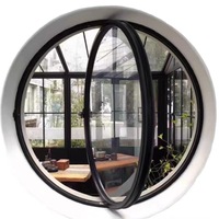 Fenêtre de grenier ronde pivotante centrale DEMEA en aluminium moderne sur mesure avec design panoramique antivol et coupe-vent, et verre artistique