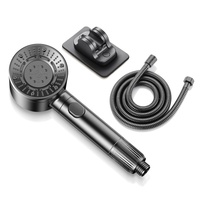 Pommeau de Douche Luxe Turbo avec Tuyau de 1,5 m, Support Sans Perçage, Cartouche Filtrante, Douche Pluie Haute Pression pour Salle de Bain