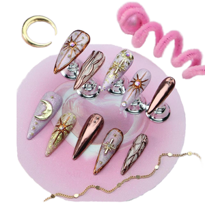 <span class=keywords><strong>Uñas</strong></span> postizas acrílicas al por mayor, nuevas, de diseño 3D con punta de diamante, hechas a mano, de 10 piezas, estilo almendra y stiletto, fáciles de aplicar. - Product Image 1