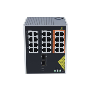 สวิตช์อุตสาหกรรม 24 พอร์ต แบบ Full Gigabit <span class=keywords><strong>8</strong></span> PoE ป้องกันฟ้าผ่า 6KV มาตรฐาน IP40 พร้อมระบบจ่ายไฟภายใน สำหรับกล้องวงจรปิดภายนอกอาคาร อุปกรณ์และอุปกรณ์เสริมกล้องวงจรปิด - Product Image 2