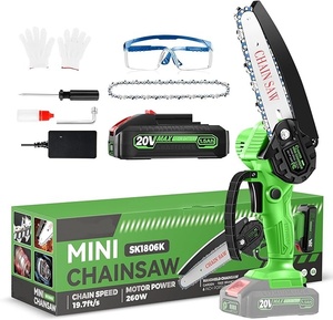 Mini tronçonneuse sans fil 21V 600W, autonomie de 8 heures, protection contre les reculons, verrou de sécurité, largeur de coupe de 15 cm pour la taille des branches - Product Image 1