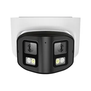 Câmera de Vigilância CCTV 4K 4MP, câmera panorâmica PoE IP de lentes duplas, 8MP, áudio TF colorido, detecção de humanos/veículos, 4MP, 180 graus