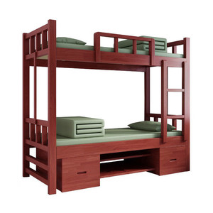 Literas de Madera Maciza con Armario de Almacenamiento, Estilo Dormitorio, Cama Combinada para Apartamento LC-02, Ensamblaje - Product Image 2
