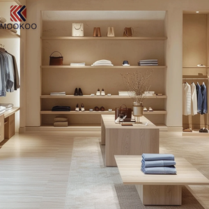 Meuble mural de présentation en bois pour boutique de vêtements, vitrine moderne pour l'affichage de vêtements - Product Image 1