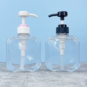 Emballages cosmétiques 300ml 500ml, flacons carrés en plastique transparent rose et noir vides pour shampoing et lotion - Product Image 6
