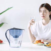 Teko kaca portabel 3,5 l, pemurni air minum teko, Filter air alkali, kendi dengan pegangan plastik karbon aktif Manual