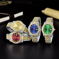 Montre Hip Hop pour homme en acier inoxydable plaqué or 18 carats, montre Hip Hop Bling entièrement sertie de diamants, montre glacée pour homme