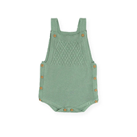 Combinaison-pull tricotée pour bébé, barboteuse d'été sans manches à bretelles, boutons latéraux, en coton biologique, tenue de boutique pour nouveau-né