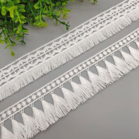 Bordure en dentelle guipure en fibre de lait écologique avec pompons et franges pour la couture, idéale pour chaussures et sacs