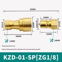 Raccord rapide hydraulique KZD en laiton, auto-étanche, pour conduites d'huile haute pression, systèmes hydrauliques et pneumatiques