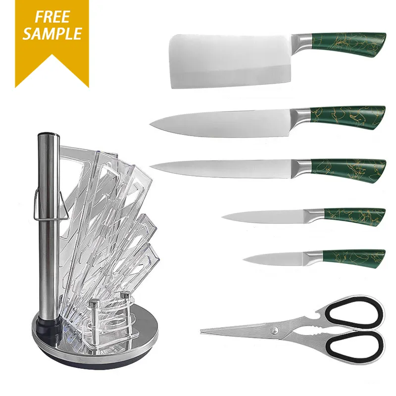 Free Sample High Quality Kitchen Knives 8pcs Set Kitchen Stainless Steel Chopping Knife with Knife Block