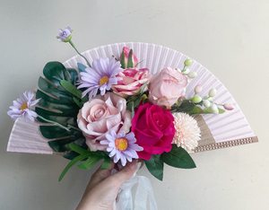 気まぐれな結婚式の装飾のための花のテーブル装飾シミュレーション偽の花の花束装飾シャンブルとDIYハンドヘルドファン - Product Image 5