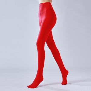 Wholesale Red Opaque Tights Women 80D High Waist Control <strong>Top</strong> Pantyhose Soft Microfiber <strong>Christmas</strong> Cosplay Stockings Private Label - Product Image 1