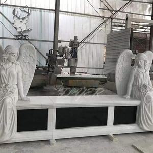 Estilo occidental Memorial Cemetery Grave Stone Silence Angel Monument <span class=keywords><strong>Sunset</strong></span> Red Marble Angel Estatua Tombstone - Product Image 6