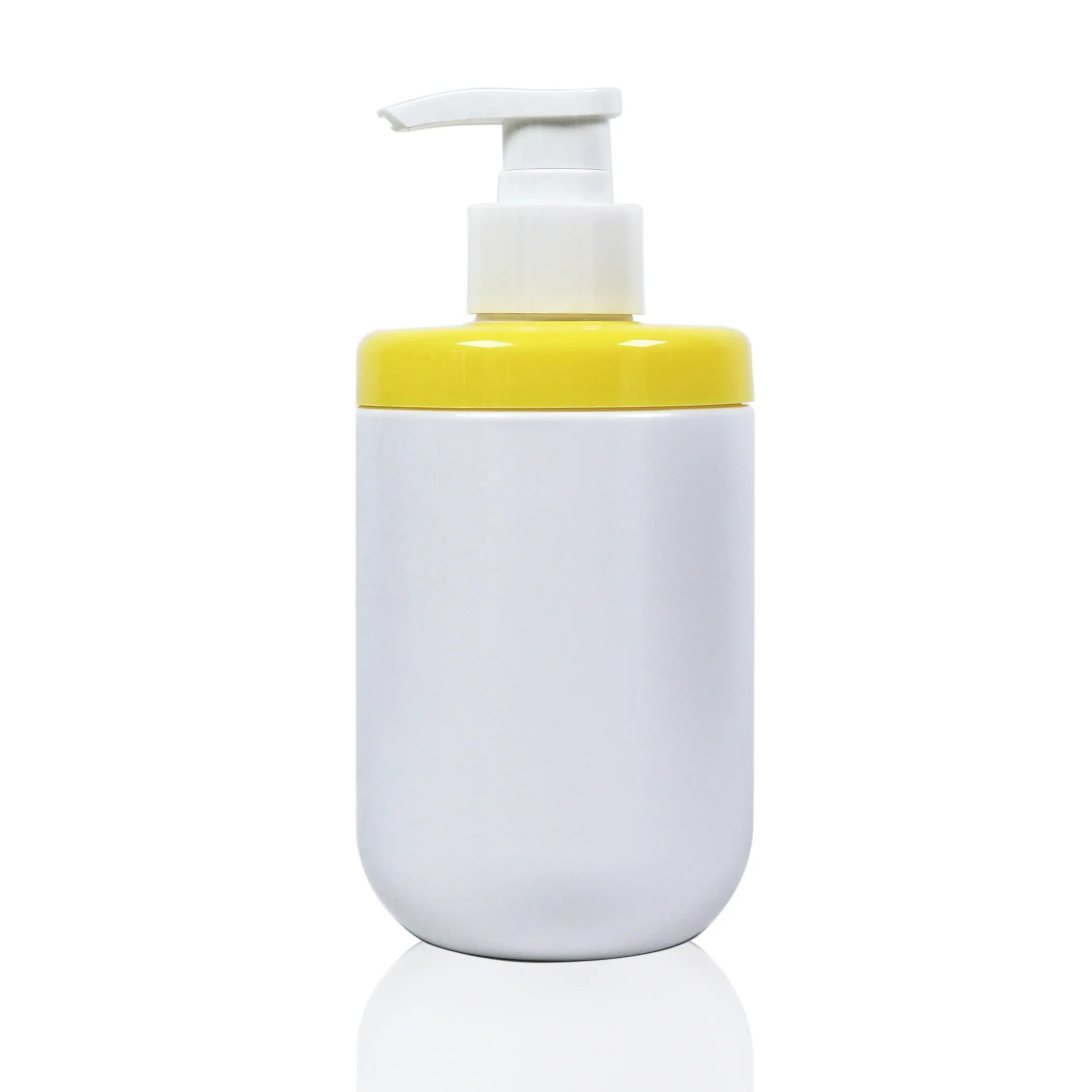 Botella de plástico PET para champú, 300 ml/500 ml, cabezal de bomba líquida, acondicionador de pelo blanco/transparente, forma de frasco de champú