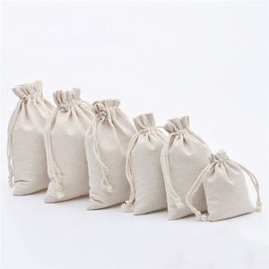 Factory Direct Recycled Solid Color Small Cotton Canvas Blank Beige Drawstring Bag Custom Printing Logo With Embroidery - Product Image 6