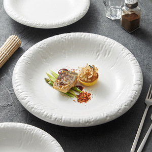 Custom Logo 9/10/12 Inch round <b>White</b> Matte Glazed Ceramic Bowls <b>Set</b> for Parties and Hotel Restaurants - Product Image 1