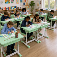 Ensemble de bureau et chaise réglables en plastique PP, réglage infini, inclinable, pour l'école (OEM/ODM)