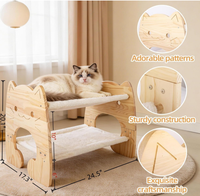 Lit hamac superposé en bois de pin de haute qualité, moderne, extra large, à 2 niveaux, pour animaux de compagnie, avec griffoir pour chat
