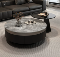 Luxuriöses Skandinavisches Steinplatten-Oval-Couchtisch-Set für das Moderne Minimalistische Wohnzimmer für Kleine Häuser