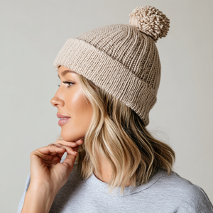 <strong>Pom</strong>-<strong>Pom</strong> Knit <strong>Beanie</strong> Customizable Winter Wool Acrylic Hat Decorative Top for Women Teens Printed Letters Characters Beach - Product Image 4