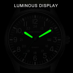 Reloj de Cuarzo 12/24H para Parejas, Modelo 89178, con Puntero Árabe, Unisex, Luminoso Verde, Correa de Nailon de 20mm, Cristal de Aleación, Resistente al Agua - Product Image 5