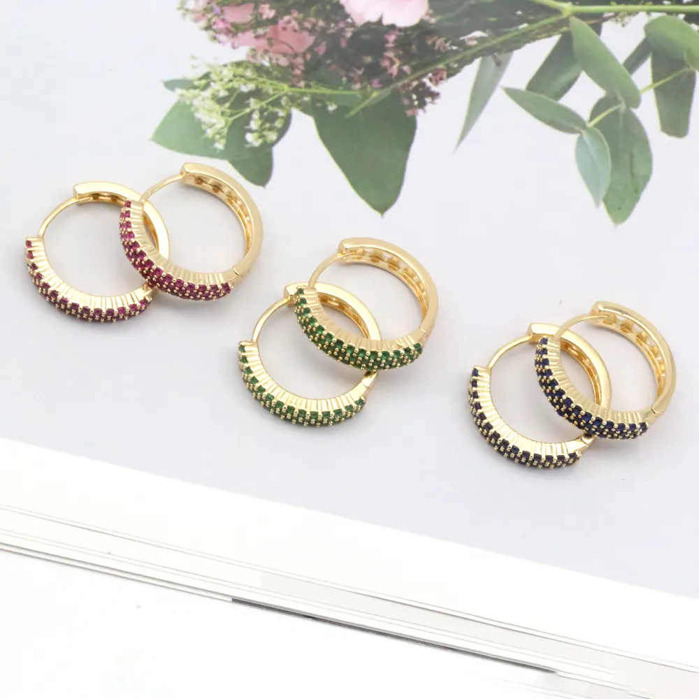 ต่ำราคา Multi สีสัน Zircon ต่างหูทองคำขาว