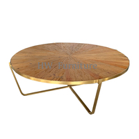 Table basse en bois massif Heywood avec base en acier inoxydable/table basse en bois pour le salon, les meubles et les événements de mariage