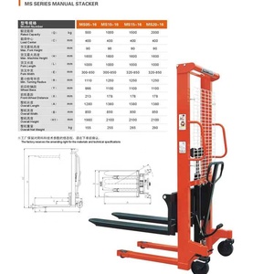 Apilador Manual de un Solo Mástil, Apilador Manual de 0.5 Toneladas, 1 Tonelada, 1.5 Toneladas, 2 Toneladas, Apilador de Elevación de 1.6 m/Mini Apilador/Montacargas Apilador - Product Image 6
